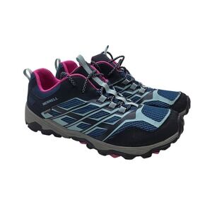 Merrell Moab FST Low Waterproof Girls Hiking Shoes Navy Blue Pink 6.5M MK164176